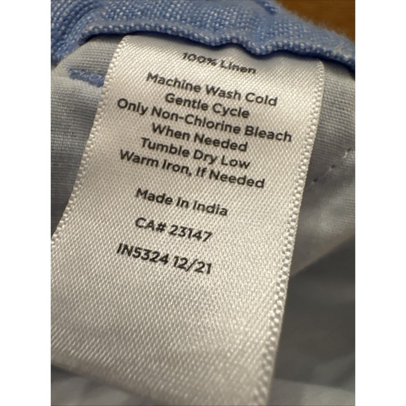 Talbots 100% Linen Pants Size 2XP Blue Coastal Pockets Pull On Elastic Waist - Picture 7 of 10